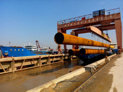 海上風電78米長鋼管樁